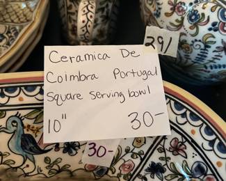 #291	Ceramica De Coimbra Portugal Square Serving Bowl - 10"	 $30.00 
