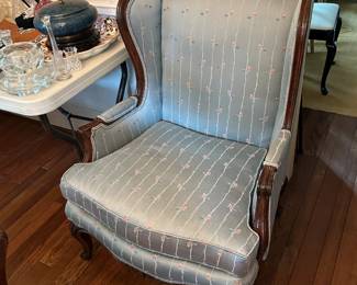 #20 Parlor Chair w/wood Arms & Legs Blue w/blue Flowers $75.00
#21 Parlor Chair w/wood Arms & Legs Blue w/blue Flowers $75.00