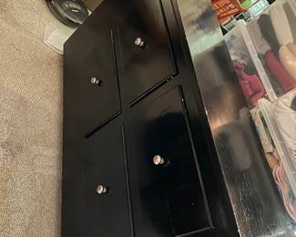 #37 Wood Black Painted 4 Drawer Dresser - 56x14x37 $100.00