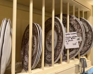 #289	Spode "Cranberry" - 12 pieces, 4 dinner plates, 2 small plates & 6 salad plates (one chipped dinner plate)	 $100.00 
