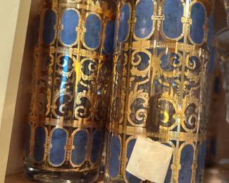 #284	Set of 8 Culrer Azure Blue Scroll Highball Glasses	 $100.00 
