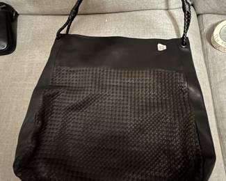 #32 Bogetta Veneta - Made in Italy - Leather Tote w/woven handbag - Black/Brown $240.00