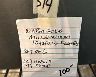 #314	Waterford Millennium toasting flutes set of 6. Boxed. Health, Peace	 $100.00 
