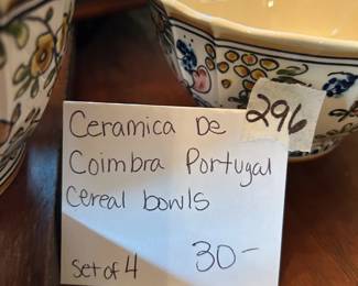 #296	Ceramica De Coimbra Portugal Cereal Bowls - set of 4	 $30.00 

