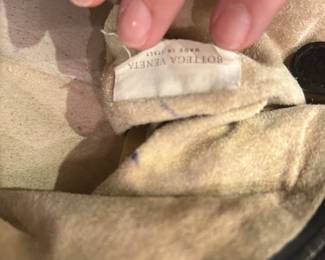 #94	Vintage Pebbled Glass Leather Bottega Venetta W/braided Handle Purse  - Black	 $175.00 
