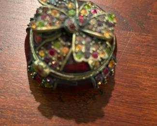 #222	J Strongwater set of 3 enamel boxes with swarovski crystals trinket boxes	 $110.00 
