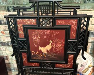 #72 Metal Fireplace Screen - w/florals - 29x39 $65.00