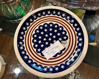 #265	Polish Pottery Stars and Stripes Sandwich Plate - 11"	 $25.00 
