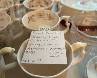 #310	Royal Doulton Brambly Hedge Collection Spring, Summer, Autumn Winter mugs set of 4	 $25.00 
