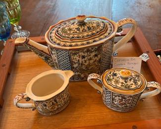 #298	Ceramica De Coimbra Portugal Teapot, sugar, & Creamer - set of 3	 $50.00 
