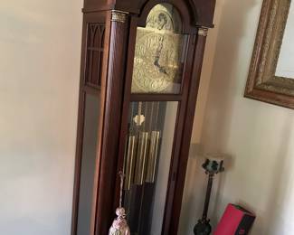 #14 Grandfather Clock w/pendulum and weights - Made in USA w/key on door - You Move - 20x11x62 $175.00