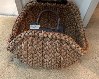 #356	Basket Weave Open Basket w/2 wood handles	 $30.00 
