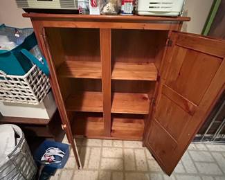 #87 Pine Cabinet w/2 doors (as is door) w/2 shelves - 36x13x48 $65.00