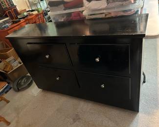 #37 Wood Black Painted 4 Drawer Dresser - 56x14x37 $100.00