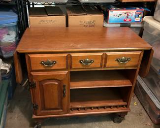 #81 Younger Republic Wood Buffet w/drop-sides & 1 drawer & 1 door - 35-57x17.5x31 $125.00