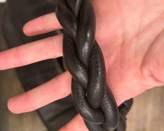 #94	Vintage Pebbled Glass Leather Bottega Venetta W/braided Handle Purse  - Black	 $175.00 
