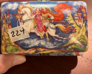 #224	Authentic Russian Dome Porcelain Jewelry Box 	 $36.00 
