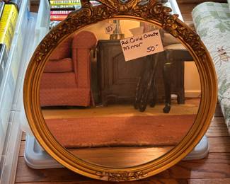 #330	Gold Ornate Round Mirror 32" H	 $75.00 
