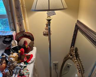 #329	Full Brass floor lamp w shade 59" h (including shade)	 $80.00 
