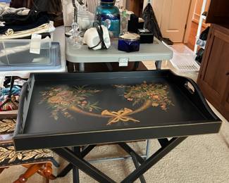 #349	Wood Lift-off Folding Table w/Floral Design - 30x20x28	 $120.00 
