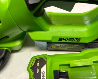 #393	Greenworx 24V Hedgetrimmer w/battery & Charger	 $40.00 

