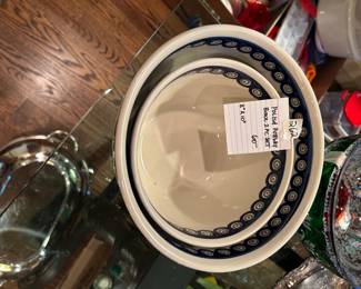 #262	Polish Pottery Set of 2 Mixing Bowls  8" and 10"	 $60.00 
