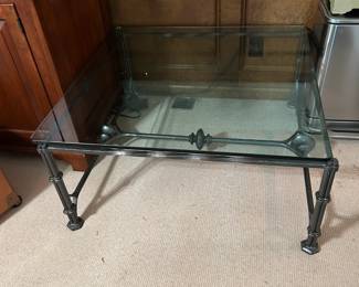 #50 Square Glass Top /Cast Iron Base End Table - 1/2" Glass - 41sq x 18.5 $120.00