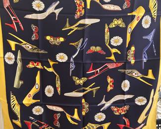 #110	Ferragamo Shoe Print Scarf - 33x33	 $75.00 

