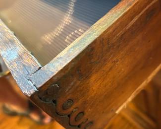 #28 Wood Antique Side Table w/pegs w/2 drawers & 2 doors - 32x19x29 $125.00