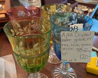 #313	Ajka Crystal water goblets set of 4. Made in Hungary	 $120.00 
