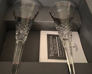 #314	Waterford Millennium toasting flutes set of 6. Boxed. Health, Peace	 $100.00 
