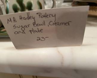 #278	M A Hadley Sugar Bowl, Creamer and Plate	 $23.00 
