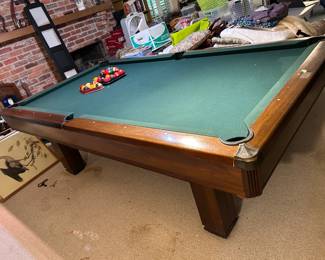 #77 Hawthorn by Brunswick Pool Table w/multiple sets of balls and Cue's - 90x45x32 - has slate w/leather pockets - You must move or have moved $500.00