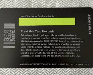 #421  2015 or 2016 Unregistered LImited Edition Star Bucks Card with Swarovski Crystals on Top with $50 Card Balance still there     $250