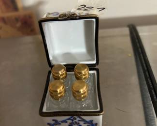 #227	Limoges  Trinket Box w/4 small bottles inside 	 $65.00 
