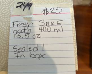 #249	Fresh Sake Bath 400 ml 13.5 oz Sealed! In Box	 $25.00 
