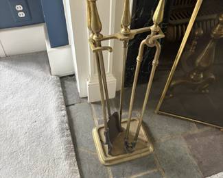 . . . brass fireplace tool set