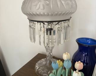 . . . vintage lamp with hanging crystals
