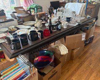 . . . matching dining room table filled with treasures