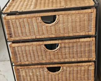 Wicker 3-drawer storage unit.