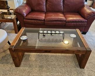 Leather sofa and coffee table