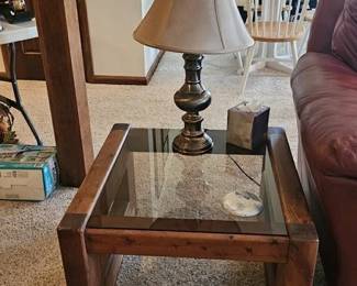 End glass and wood table or lamp