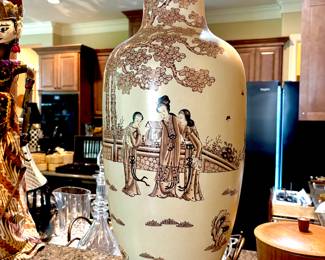 24" tall vintage hand painted vase