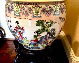 Pair of large vintage fishbowls on stands