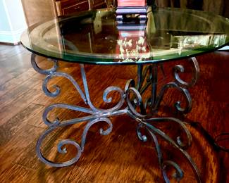 Scroll iron base side table