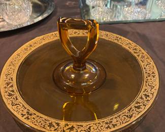 Vintage amber glass dessert stand