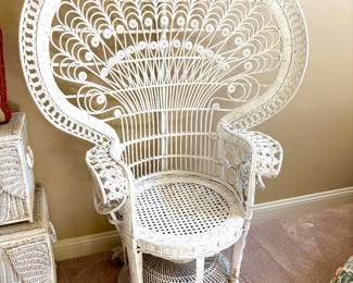 Vintage white peacock chair