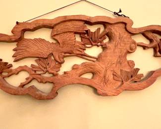 Carved wood Chinese wall hanging