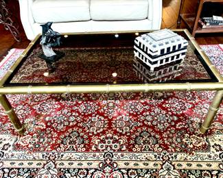 Bamboo style brass vintage coffee table