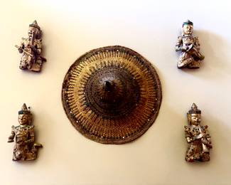Set of vintage Thai carved figures